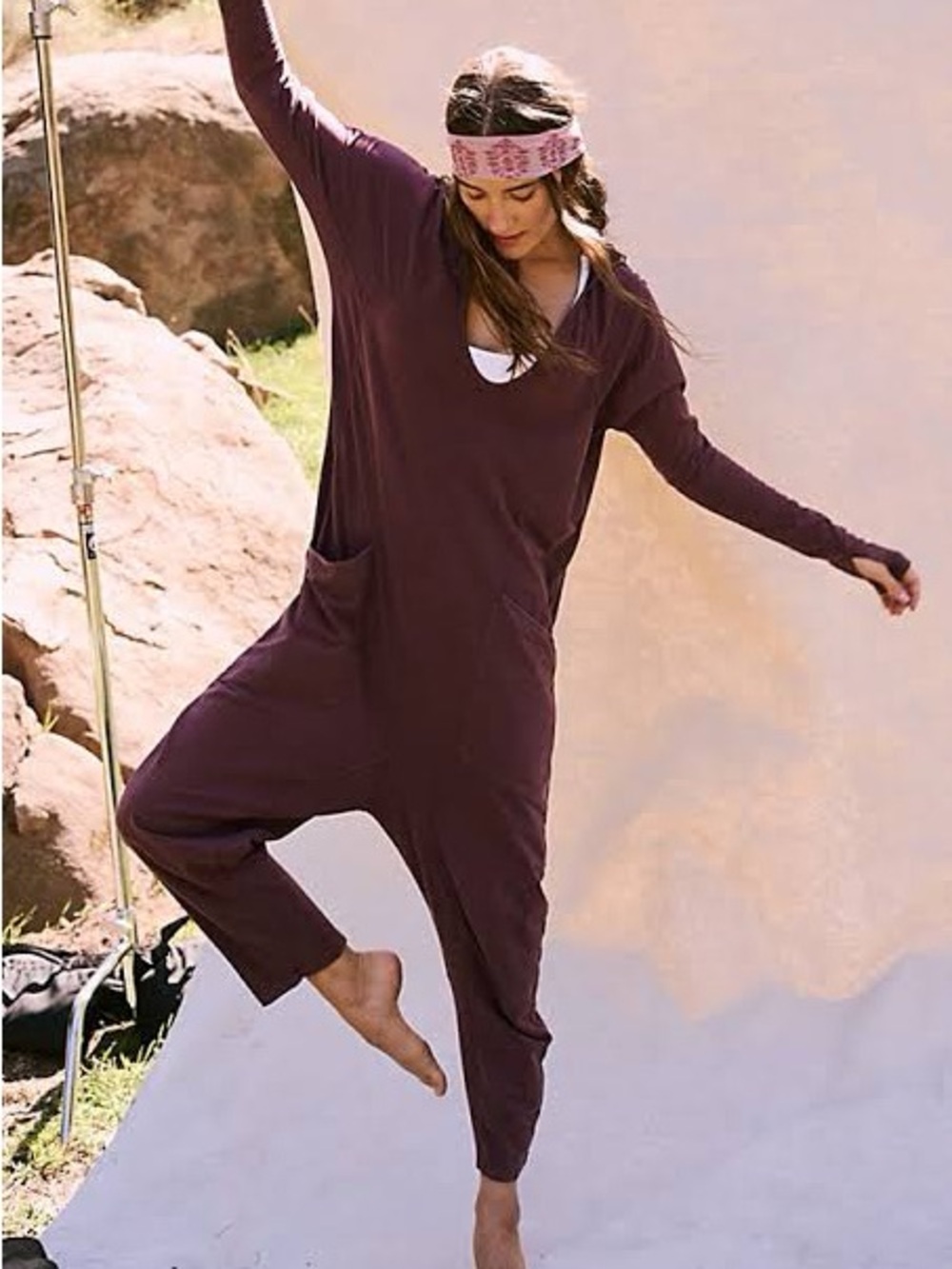 Free People Relaxed V-Neck One-Piece Jumpsuit